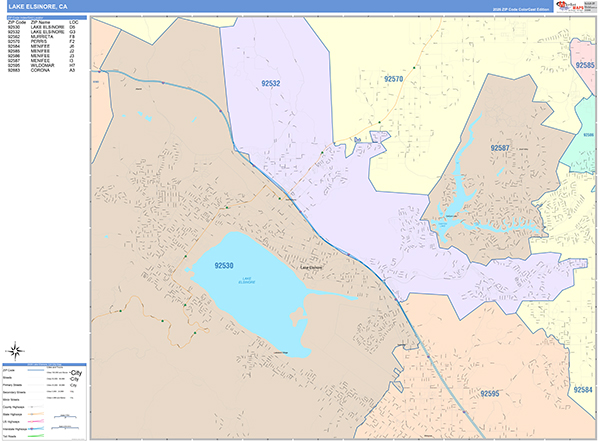 Lake Elsinore Map Color Cast Style